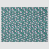 Pink & Blue Floral Pattern on Teal – Modern Seidenpapier (Vorderseite)