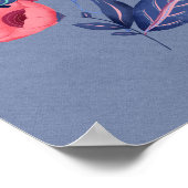 Pink Blue Floral Schmetterlinge Kunst Poster (Ecke)