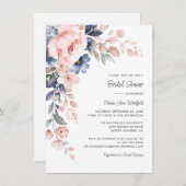 Pink Blue Floral Script Brautparty Einladung (Vorne/Hinten)
