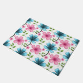 Pink & Blue Floral Seamless Pattern Fußmatte (Schrägansicht)