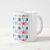 Pink & Blue Floral Seamless Pattern Jumbo-Tasse (Vorderseite Rechts)