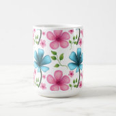 Pink & Blue Floral Seamless Pattern Kaffeetasse (Mittel)