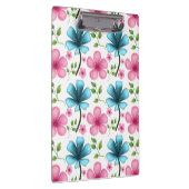 Pink & Blue Floral Seamless Pattern Klemmbrett (Rechts)