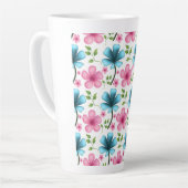 Pink & Blue Floral Seamless Pattern Milchtasse (Linke Ecke)