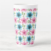 Pink & Blue Floral Seamless Pattern Milchtasse (Vorderseite)