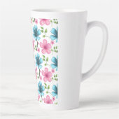 Pink & Blue Floral Seamless Pattern Milchtasse (Rechts)