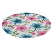 Pink & Blue Floral Seamless Pattern Schneidebrett (Ecke)