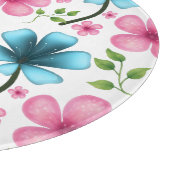 Pink & Blue Floral Seamless Pattern Schneidebrett (Ecke)