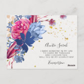 Pink Blue Floral Succulator Godmuttmutterausweis Postkarte (Rückseite)