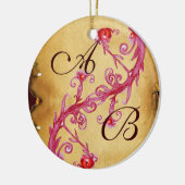 PINK BLUE FLORAL SWIRL WEDL SOUVENIR MONOGRAM KERAMIK ORNAMENT (Links)