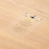 Pink Blue Floral Triplets First Holy Communion Acryleinladungen (Ablage )