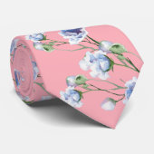 Pink Blue Floral wedding Neck Tie Krawatte (Gerollt)