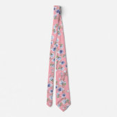 Pink Blue Floral wedding Neck Tie Krawatte (Rückseite)