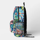 Pink Blue Flowers Back to School Botanical Pattern Bedruckter Rucksack (Rechts)