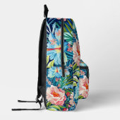 Pink Blue Flowers Back to School Botanical Pattern Bedruckter Rucksack (Links)