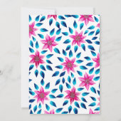 Pink Blue Flowers Blätter Acrylic Paint Wedding Einladung (Rückseite)