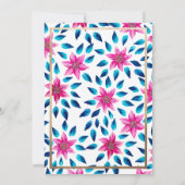 Pink Blue Flowers Blätter Bat Mitzvah Hebräischer  Einladung (Rückseite)