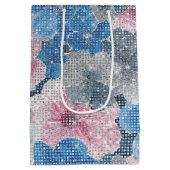 Pink Blue Flowers Mittlere Geschenktüte (Rückseite)