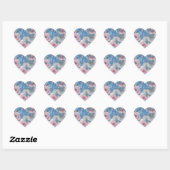 Pink Blue Flowers Sparkle Herz-Aufkleber (Blatt)