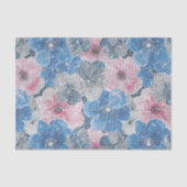 Pink Blue Flowers Sparkle Seidenpapier (Vorderseite)