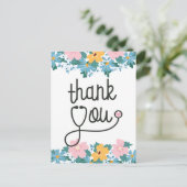Pink Blue Flowers Stethoscope Nurse Vielen Dank Postkarte (Stehend Vorderseite)