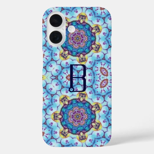 PINK BLUE FRAKTAL CIRCLES MONOGRAMM Case-Mate iPhone HÜLLE (Rückseite)