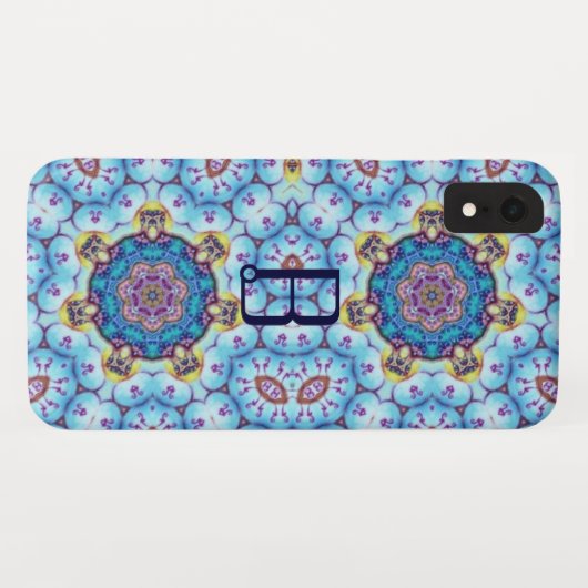 PINK BLUE FRAKTAL CIRCLES MONOGRAMM Case-Mate iPhone HÜLLE (Rückseite (Horizontal))