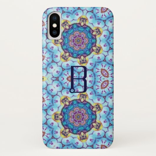 PINK BLUE FRAKTAL CIRCLES MONOGRAMM Case-Mate iPhone HÜLLE (Rückseite)
