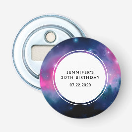 Pink & Blue Galaxy Nebula & Stars Abstrakt Birthda Flaschenöffner