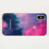 Pink & Blue Galaxy & Stars Abstrakt Case-Mate iPhone Hülle (Rückseite (Horizontal))