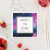 Pink & Blue Galaxy & Stars Abstrakt Geburtstag Serviette (Beispiel)