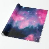 Pink & Blue Galaxy & Stars Abstrakt Geschenkpapier (Ungerollt)