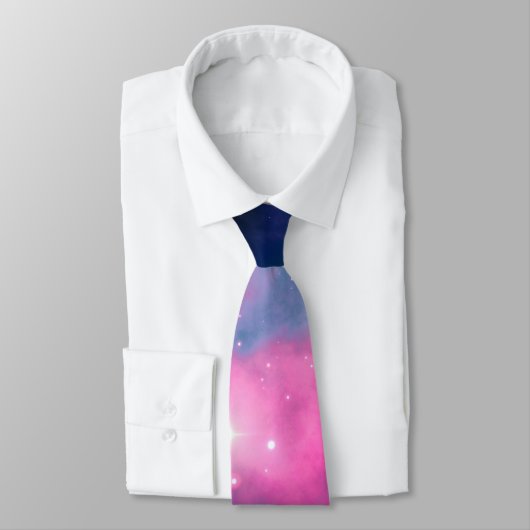 Pink & Blue Galaxy & Stars Abstrakt Krawatte (Gebunden)