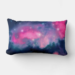 Pink & Blue Galaxy & Stars Abstrakt Lendenkissen
