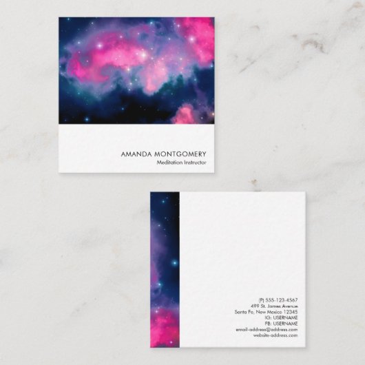 Pink & Blue Galaxy & Stars Abstrakt Quadratische Visitenkarte (Vorne/Hinten)