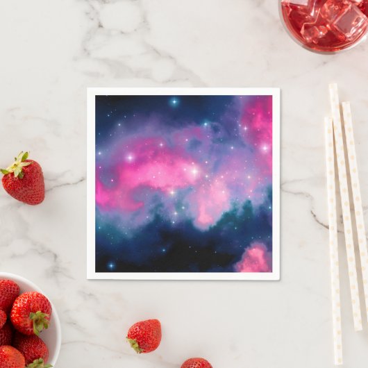 Pink & Blue Galaxy & Stars Abstrakt Serviette (Beispiel)