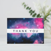 Pink & Blue Galaxy & Stars Abstrakt Vielen Dank Dankeskarte (Stehend Vorderseite)