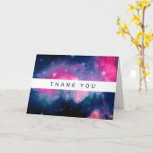 Pink & Blue Galaxy & Stars Abstrakt Vielen Dank Karte (Gelbe Blume)