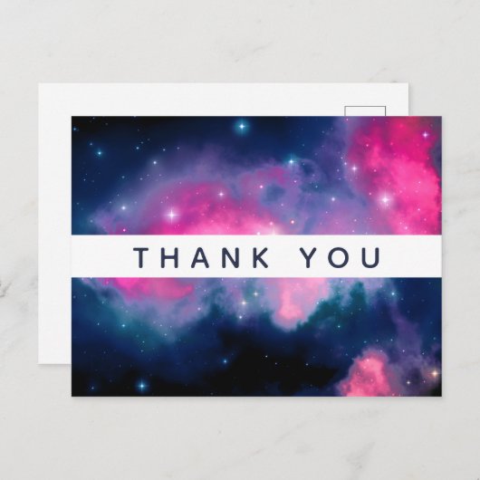 Pink & Blue Galaxy & Stars Abstrakt Vielen Dank Postkarte (Vorne/Hinten)