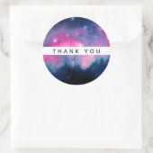 Pink & Blue Galaxy & Stars Abstrakt Vielen Dank Runder Aufkleber (Tasche)