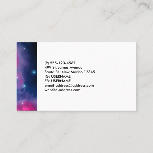 Pink & Blue Galaxy & Stars Abstrakt Visitenkarte (Rückseite)