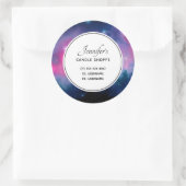 Pink & Blue Galaxy & Stars Abstraktes Geschäft Runder Aufkleber (Tasche)