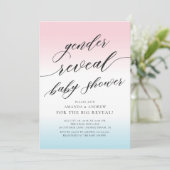 Pink & Blue Gender Reveal Baby Shower Einladung (Stehend Vorderseite)