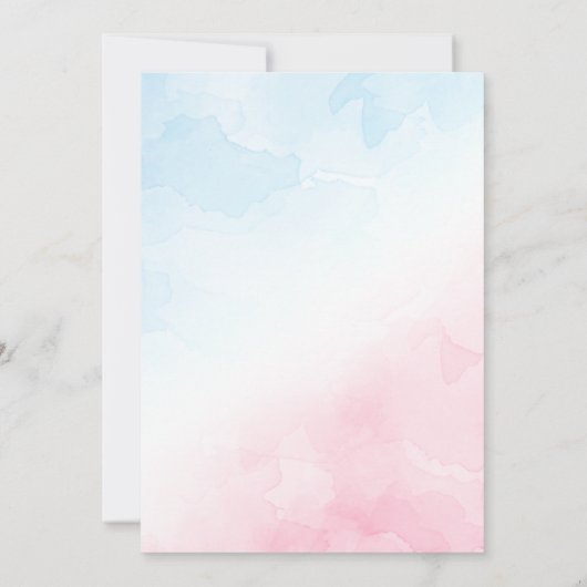 Pink & Blue Gender Reveal Baby Shower Einladung (Rückseite)