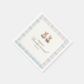 Pink Blue Gender reveal Teddy Bear Baby Shower  Serviette (Ecke)