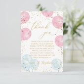 Pink Blue Gender Reveve Vielen Dank Note Card Dankeskarte (Stehend Vorderseite)