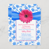 Pink Blue Gerbera Daisy Bridal Dusche Einladung (Vorne/Hinten)
