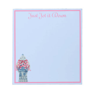 Pink Blue Ginger Jar Jars Notepad Notes Notizblock