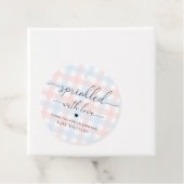 Pink Blue Gingham Baby Dusche mit Liebe gesprenkel Geschenkanhänger (Beispiel)