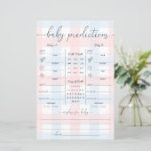 Pink Blue Gingham Twins Baby Predictions Game (Stehend Vorderseite)